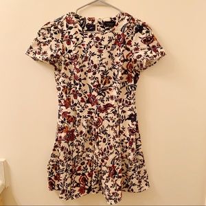 Topshop | ShortSleeve Pleated Floral Skater Dress